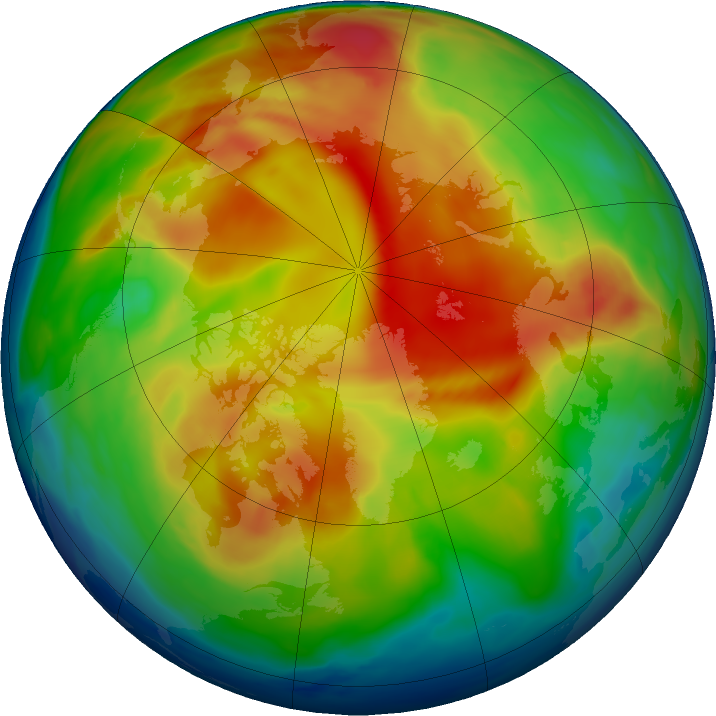 Arctic ozone map for 16 January 2019